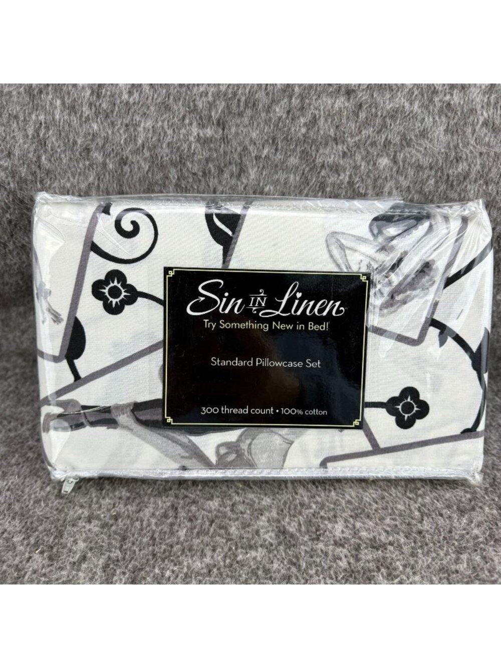 ✅VTG Sin In Linen Cotton 300 Thread Count Standard Pillowcase Set of 2 Erotic